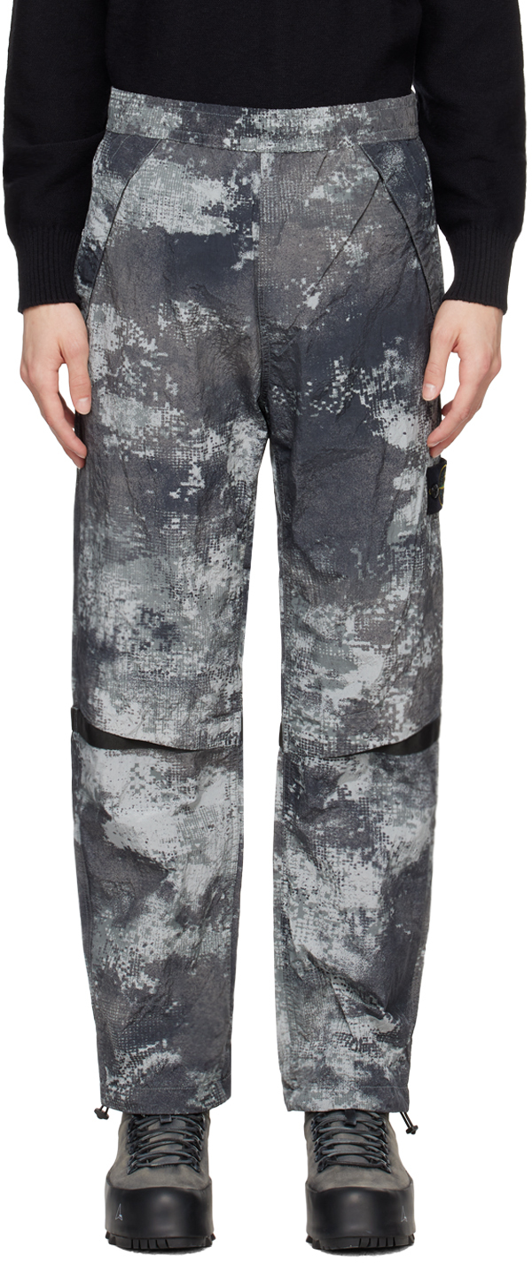 Shop Stone Island Gray Camo Trousers In V0060 Grey
