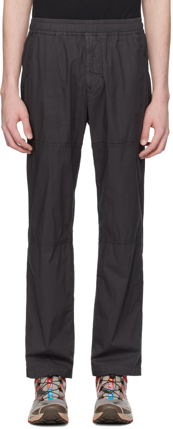 Shop Stone Island Gray Garment-dyed Trousers In V0065 Charcoal