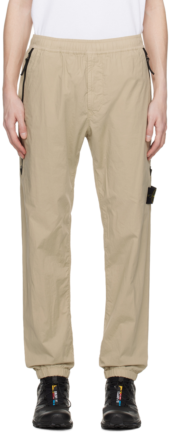 Stone Island Beige Patch Trousers In V0095 Sand