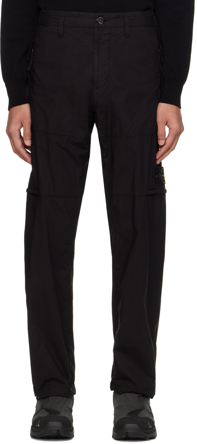 Shop Stone Island Black Paneled Cargo Pants In V0029 Black