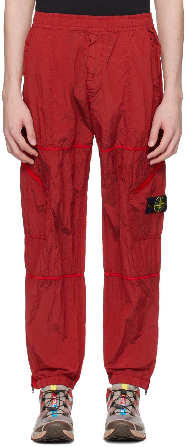 Shop Stone Island Red Loose-fit Sweatpants In V0010 - Red