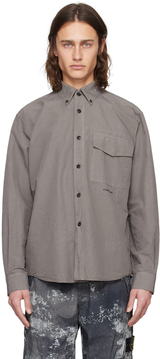 Stone Island Gray Comfortable Fit Shirt In V0092 Dove Grey