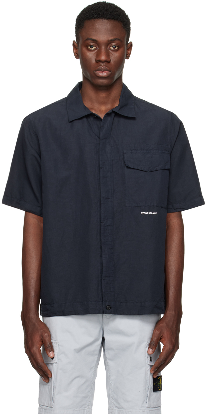 Stone Island Navy Comfort Shirt In V0020 Navy Blue
