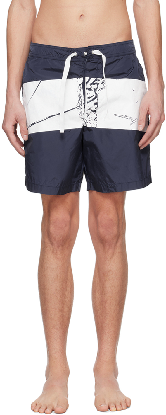 Shop Stone Island Navy Bonded Swim Shorts In V0027 Royal Blue