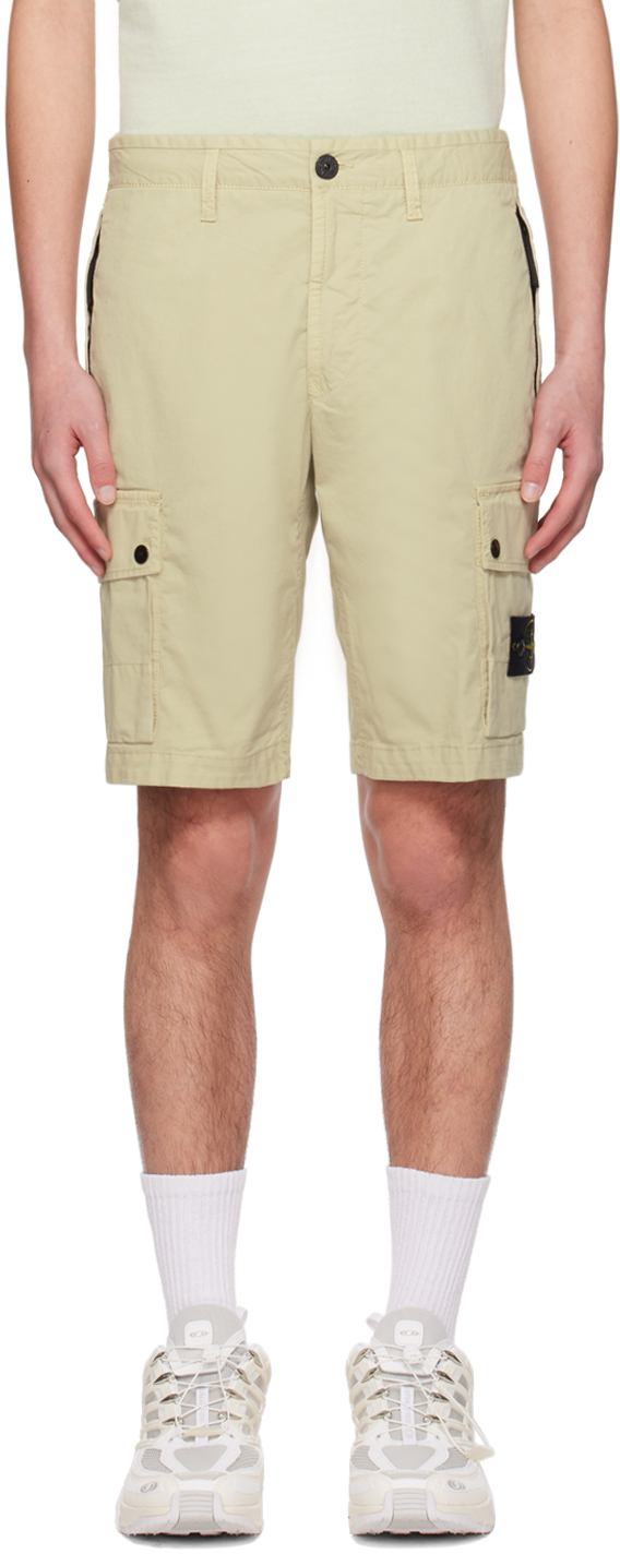 Stone Island Green Patch Shorts In V0051 Pistachio
