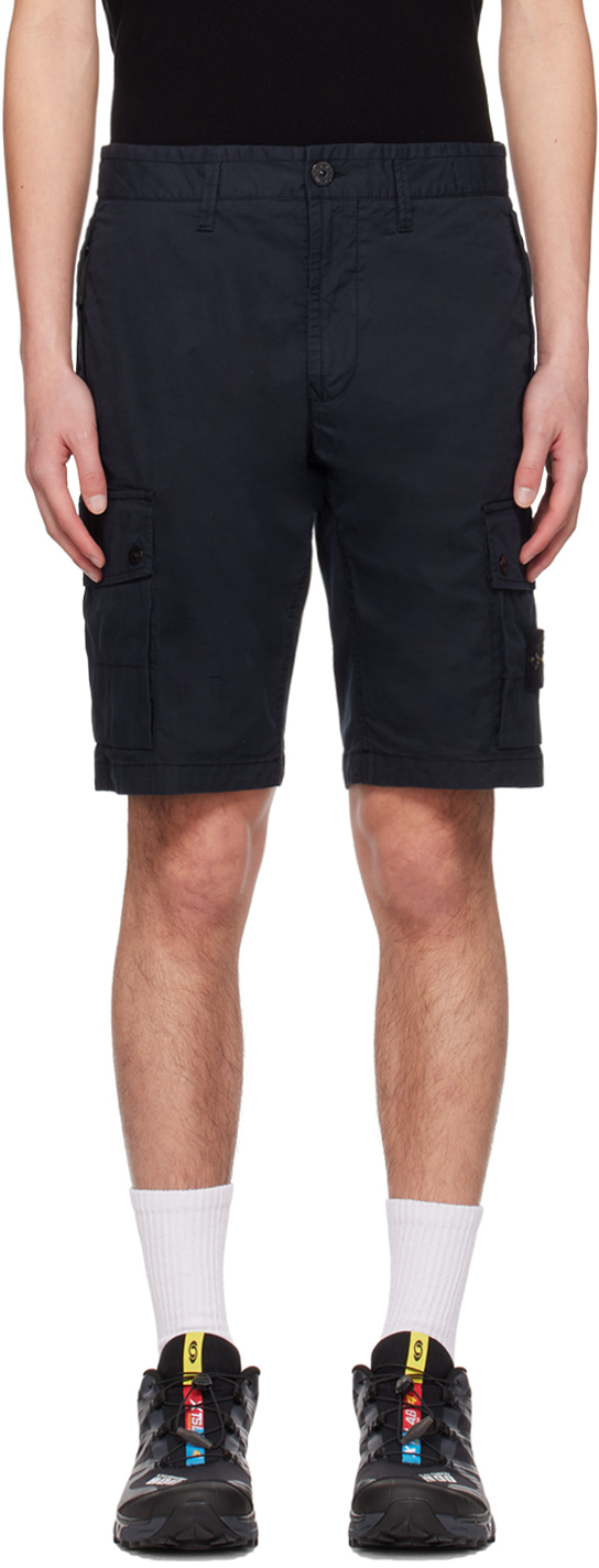 Stone Island Navy Patch Shorts In A0020 Navy Blue