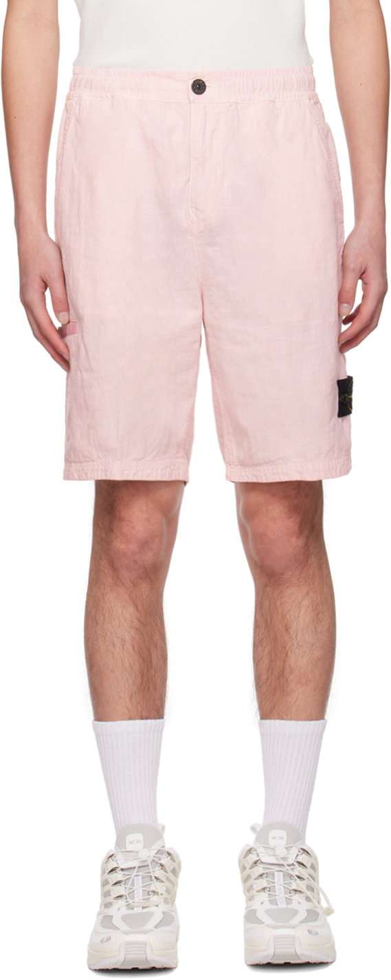 Stone Island Pink L0530 Tela-tc Shorts In V0080 Pink