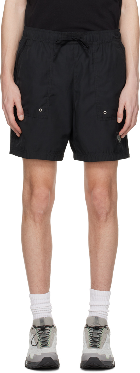 Stone Island Black Patch Shorts In V0029 Black