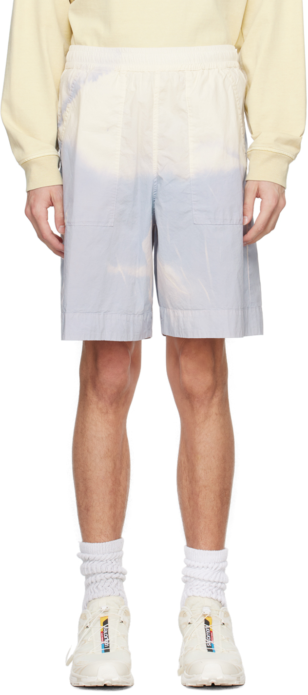 Blue & Off-White Graphic Shorts