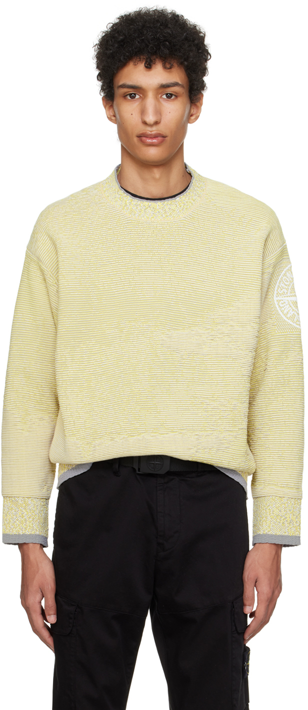 Shop Stone Island Yellow Mock Neck Sweater In V0031 Lemon