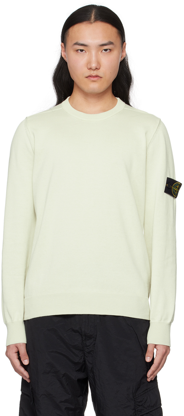 Shop Stone Island Green Patch Sweater In V0051 Pistachio