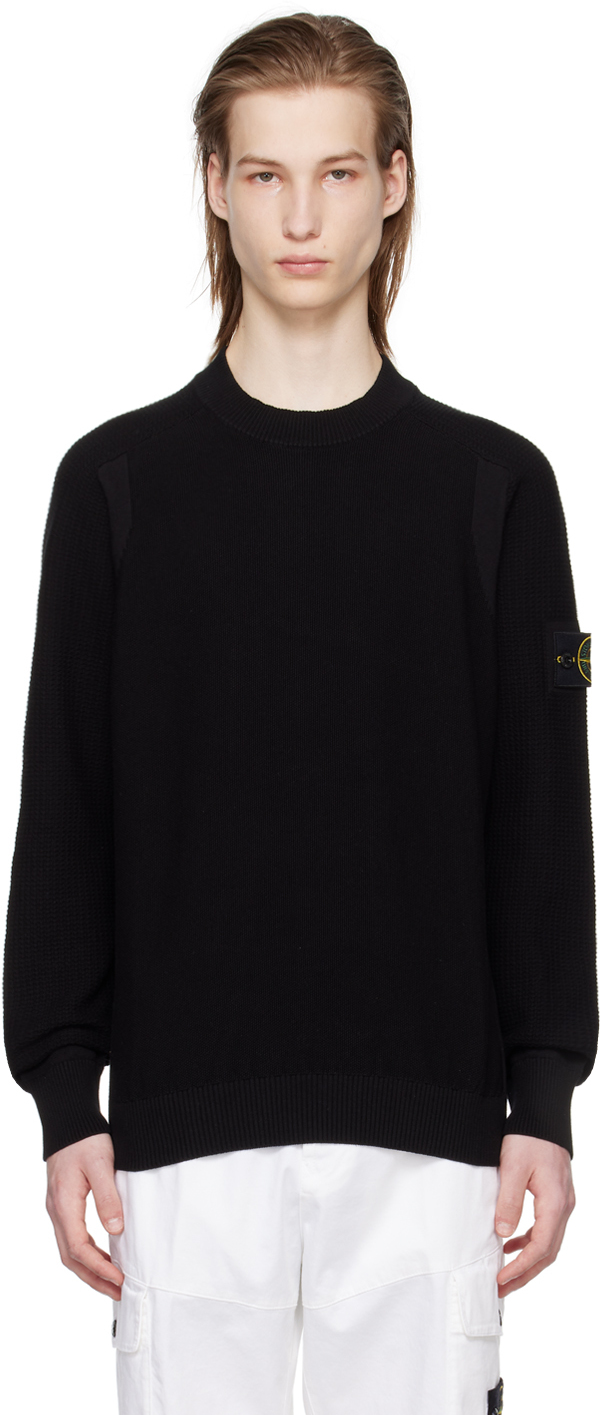 Shop Stone Island Black Patch Sweater In V0029 Black