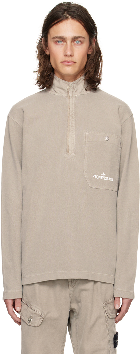 Stone Island Gray Half-zip Sweatshirt In V0064 Dust