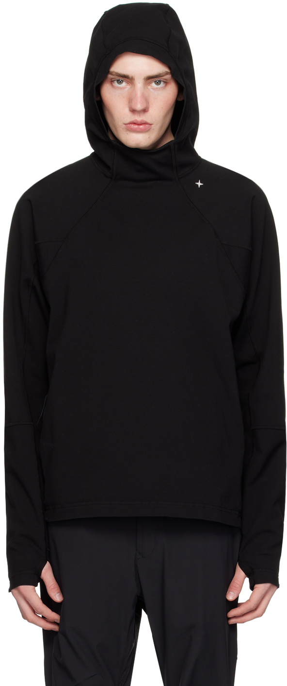 Black Paneled Hoodie