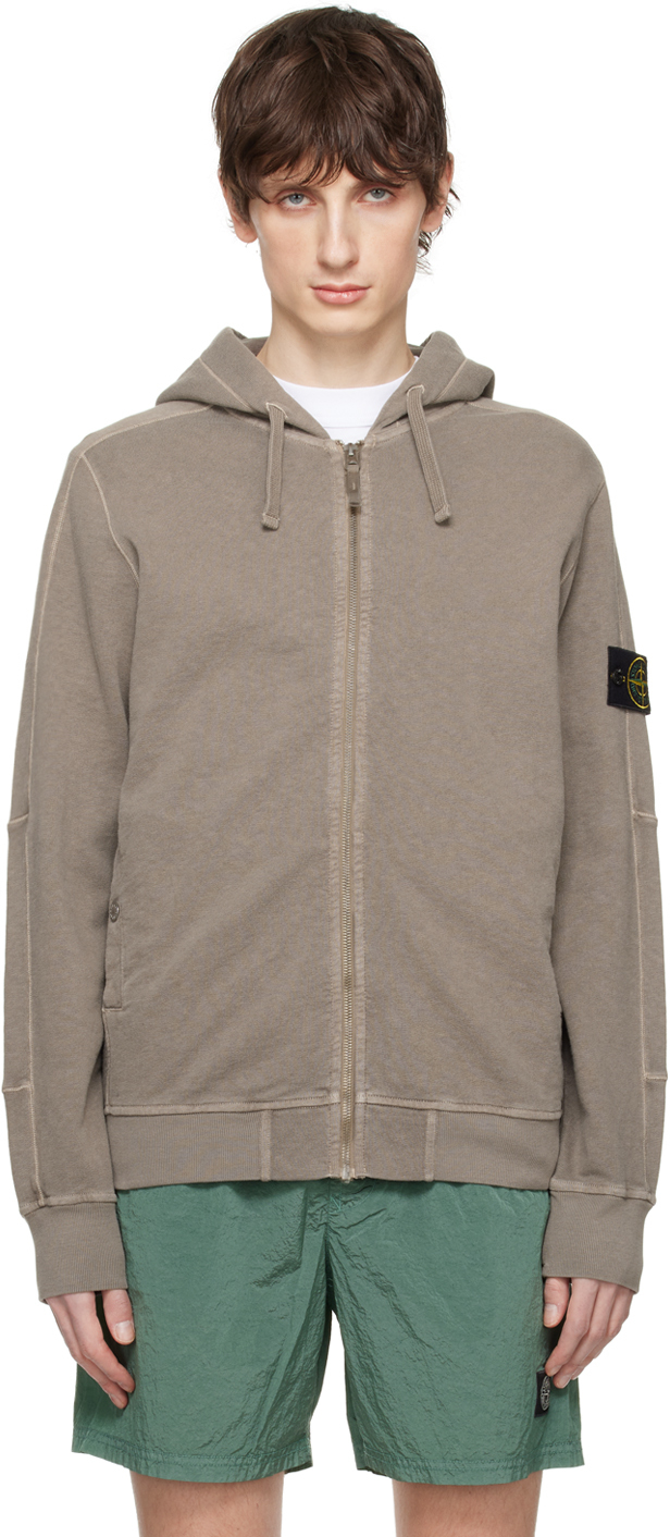 Stone Island Gray Patch Hoodie In V0192 Dove Grey