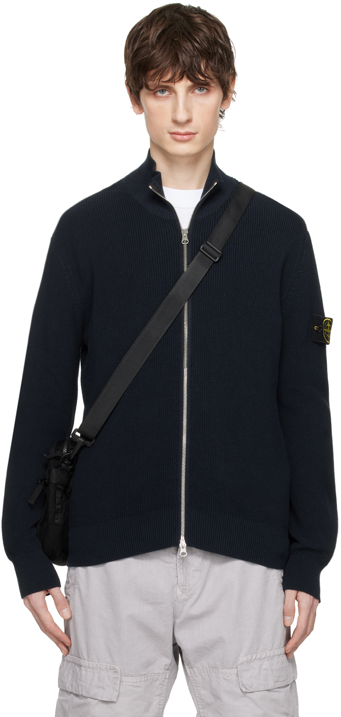 Stone Island Navy Patch Sweater In V0020 Navy Blue