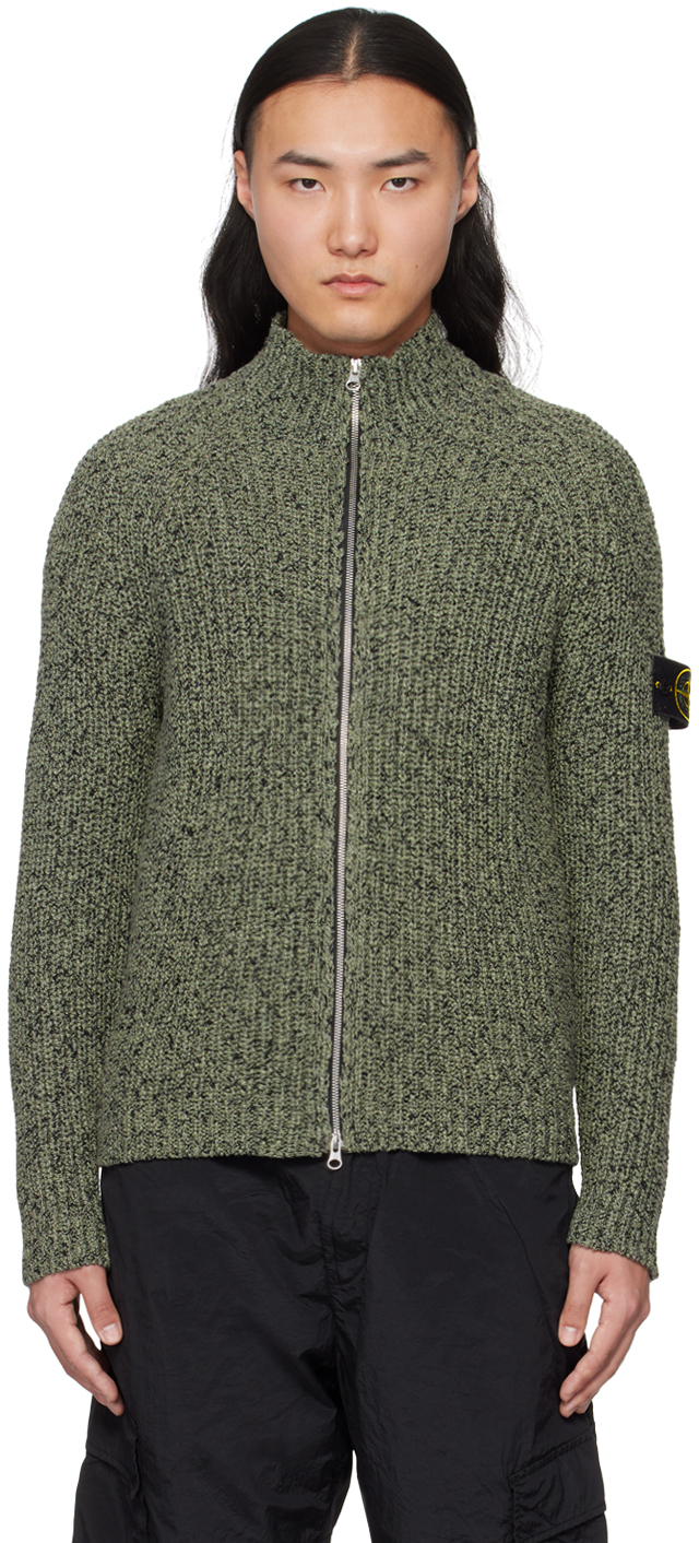 Stone Island Waffle-knit Wool Sweater In Green