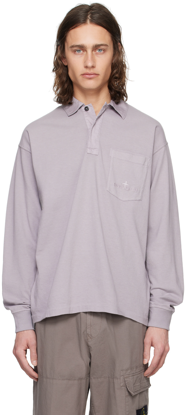 Shop Stone Island Gray Embroidered Polo In V0064 Dust