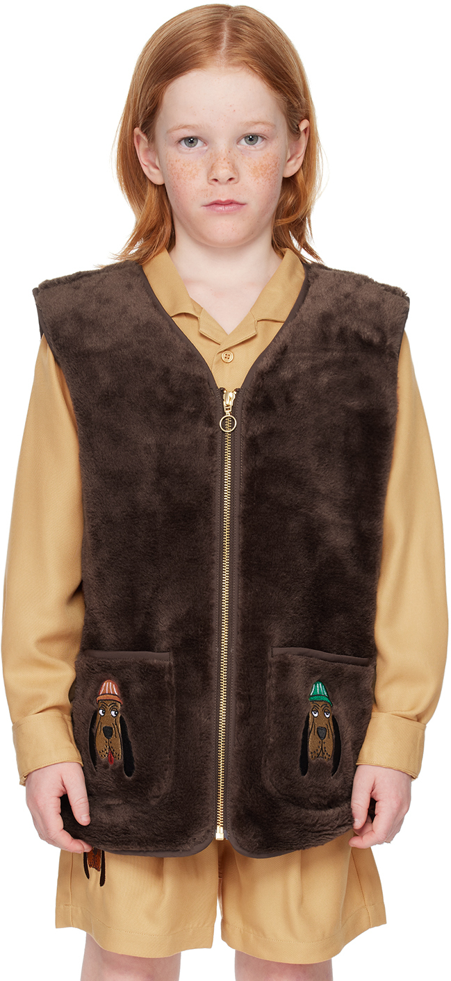 Mini Rodini Kids Brown Bloodhound Faux-fur Vest