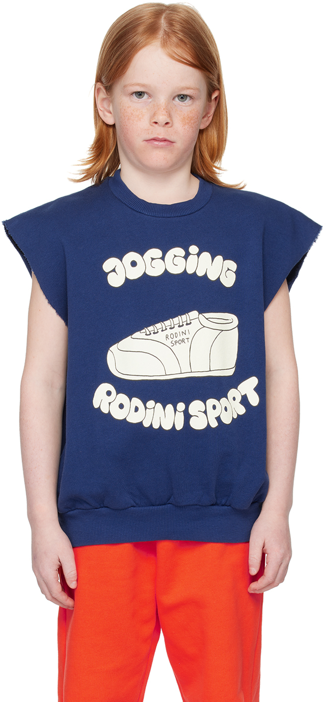 Shop Mini Rodini Kids Blue 'jogging' Sweatshirt