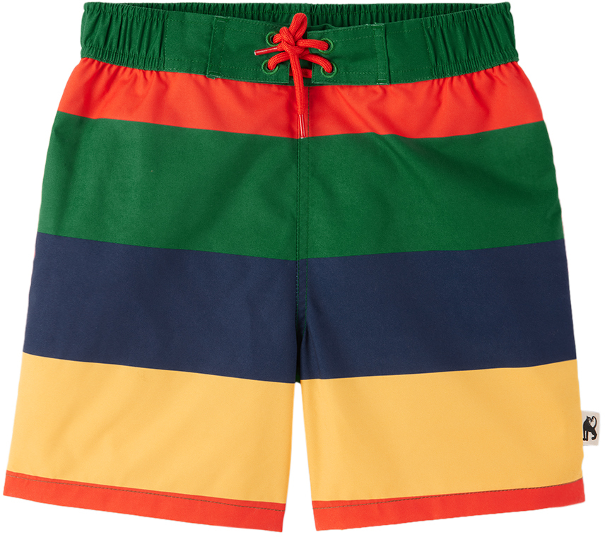 Shop Mini Rodini Baby Multicolor Stripe Swim Shorts