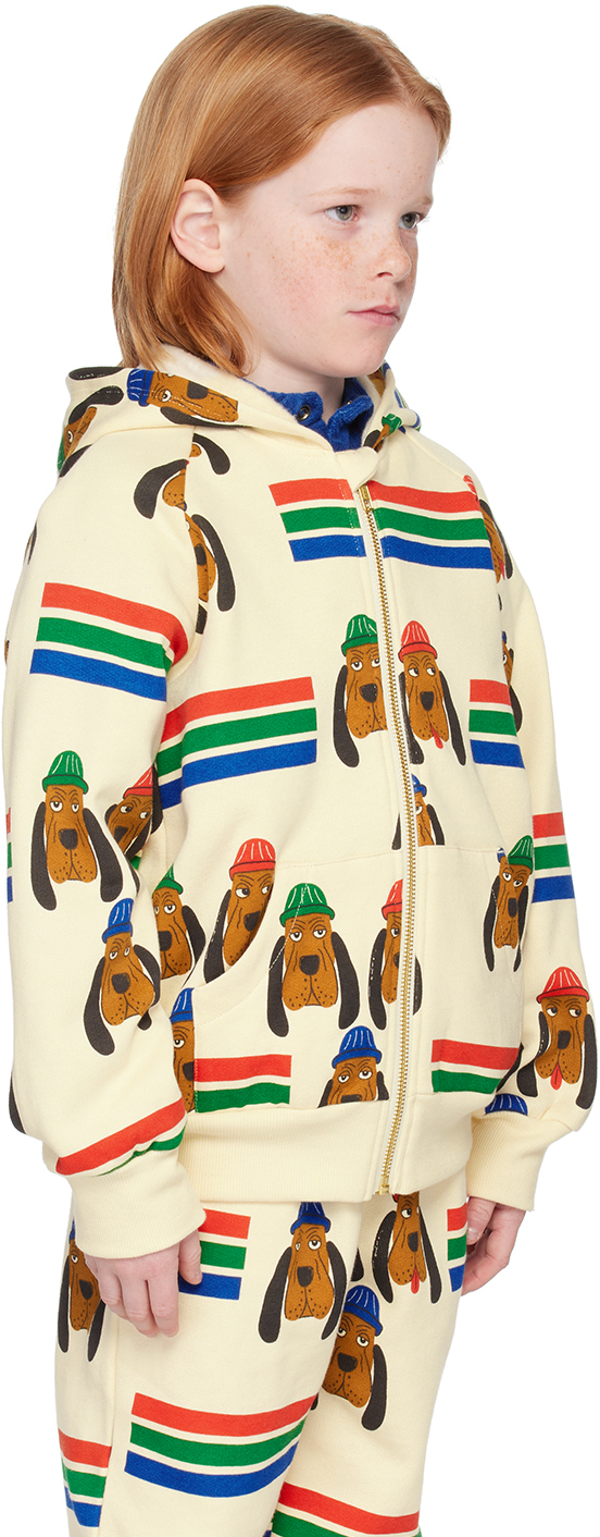 Shop Mini Rodini Kids Off-white Bloodhound Hoodie In Multi