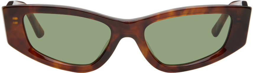 Eckhaus Latta Ssense Exclusive Tortoiseshell 'the Tilt' Sunglasses In Tort/green