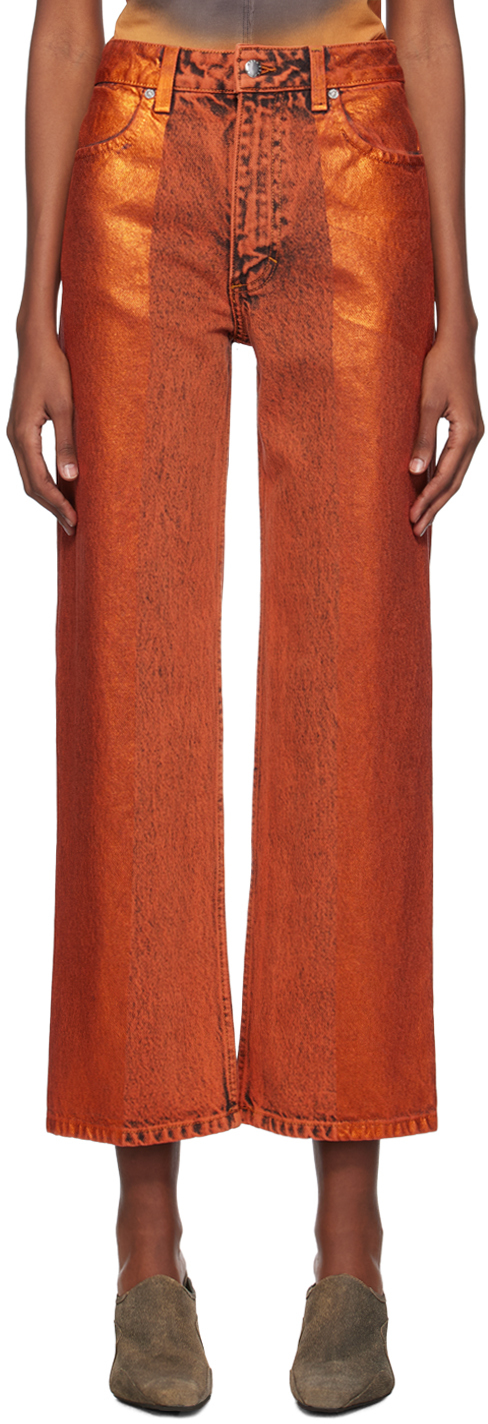 Eckhaus Latta Orange Wide-leg Jeans In Copper