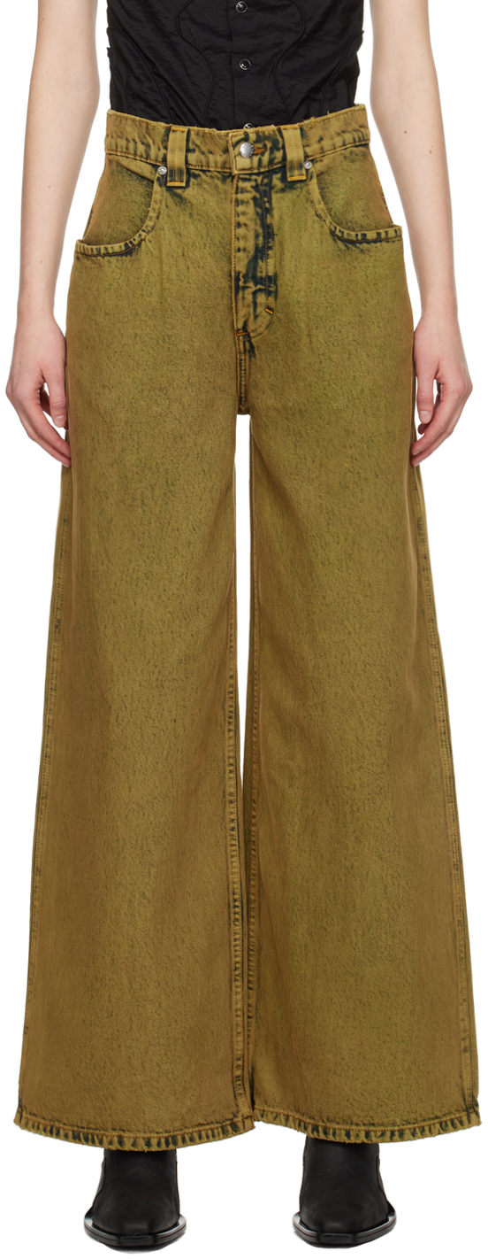 Eckhaus Latta: Khaki Ultra Wide Leg Jeans | SSENSE Canada