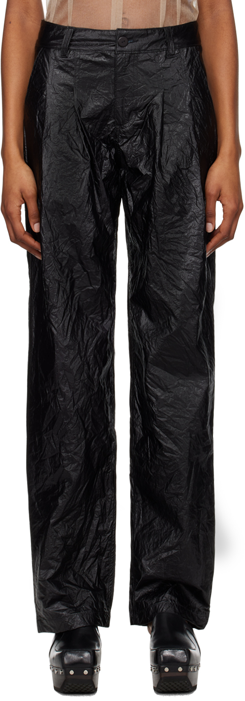 Eckhaus Latta Black Pleated Trousers In Obsidian