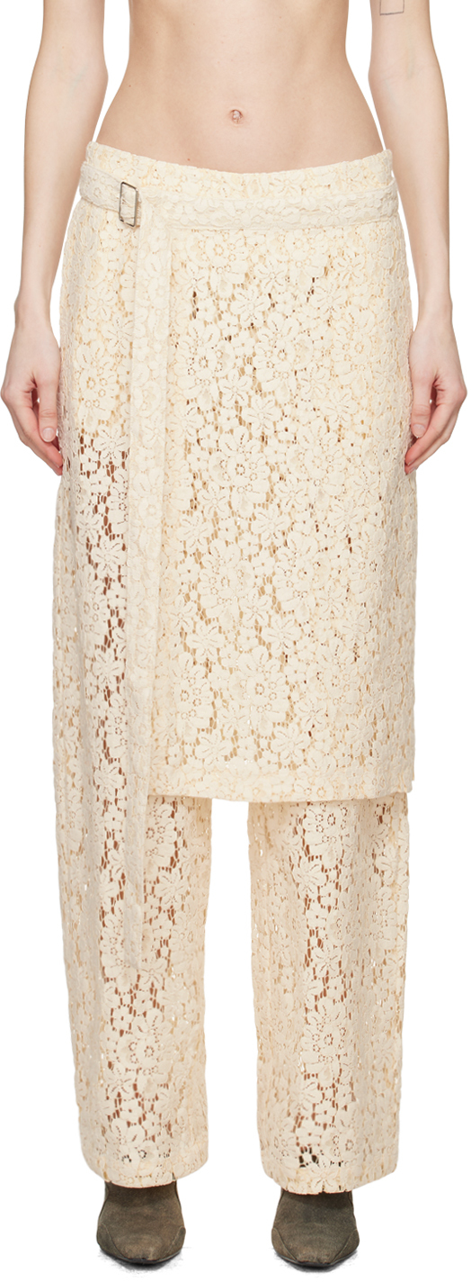 Eckhaus Latta Off-white Flora Trousers In Ivory