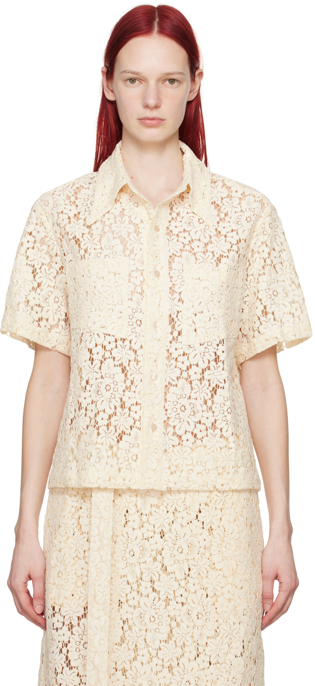 Shop Eckhaus Latta Off-white Flora Shirt In Ivory