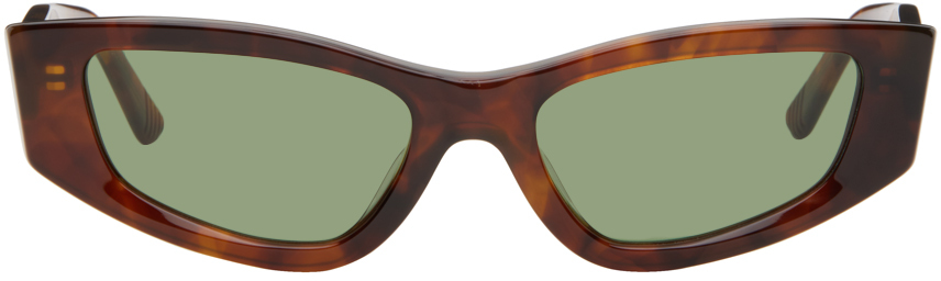 Eckhaus Latta Ssense Exclusive Tortoiseshell 'the Tilt' Sunglasses In Tort/green