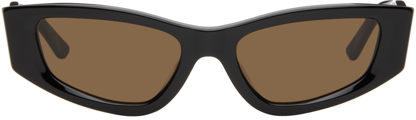 Eckhaus Latta Ssense Exclusive Black 'the Tilt' Sunglasses In Black/brown