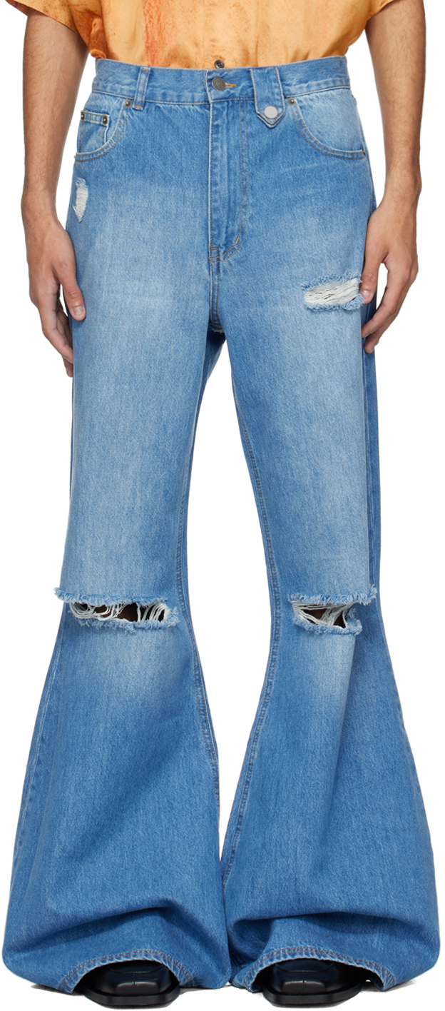 Shop Egonlab Blue Flared Jeans