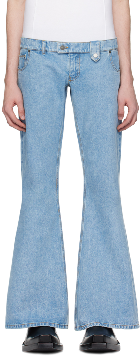 Shop Egonlab Blue Tab Jeans In Blue Acid Washed