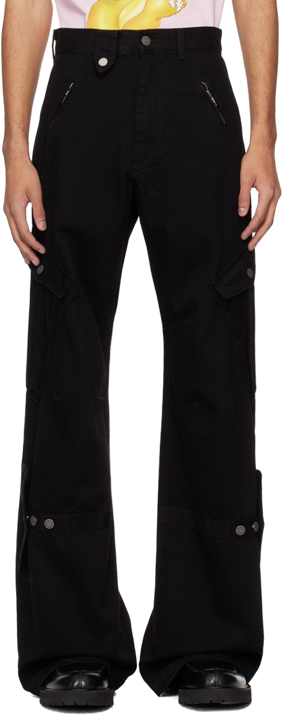 EGONlab: Black Cargo Pocket Jeans | SSENSE