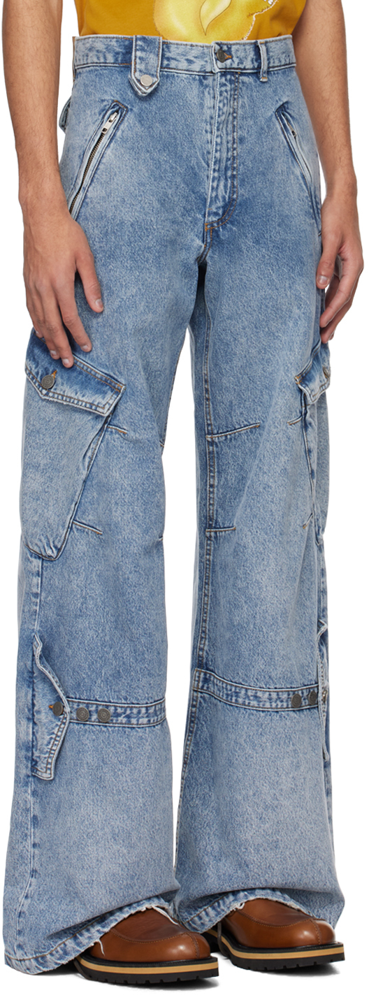 EGONlab Blue Cargo Pocket Jeans