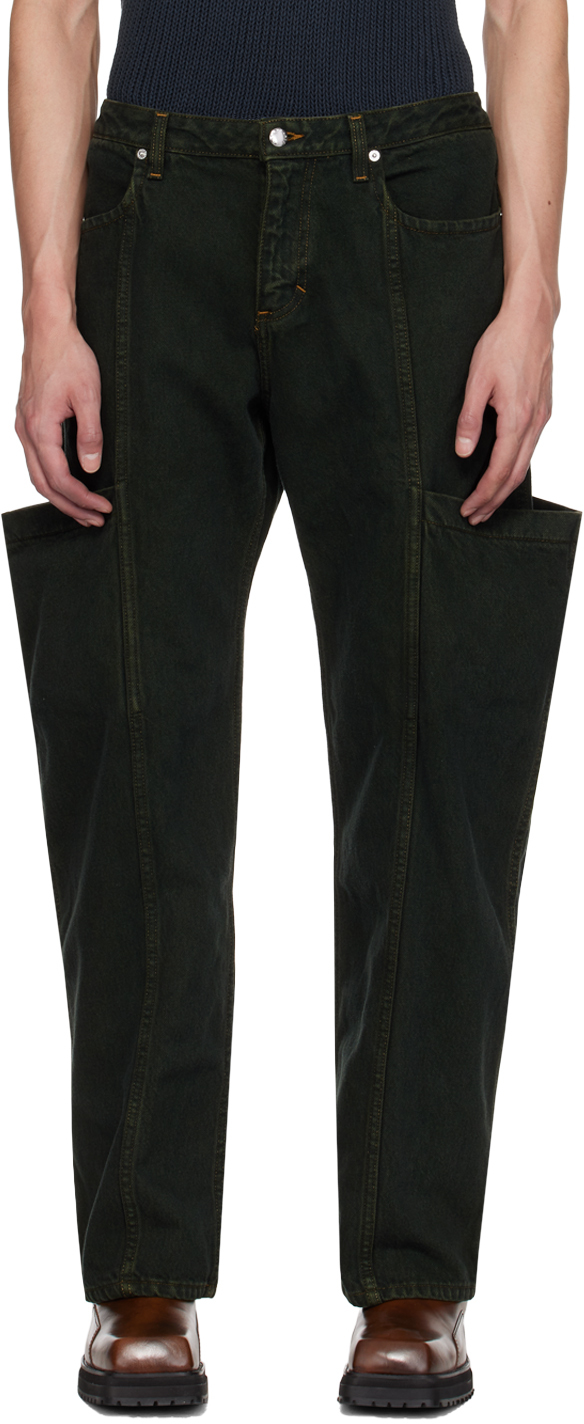 Shop Eckhaus Latta Green Pocket Jeans In Pine