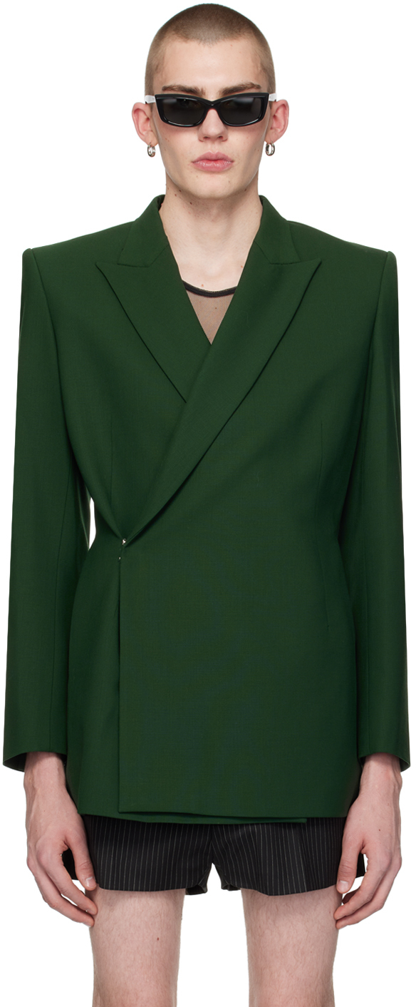 Shop Egonlab Ssense Exclusive Green Blazer In Dark Green