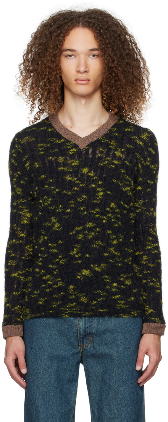 Navy & Green Plume Sweater