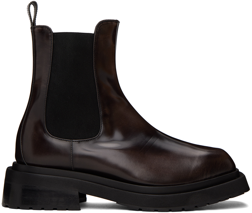 Eckhaus Latta Mike 50mm Leather Boots In Brown