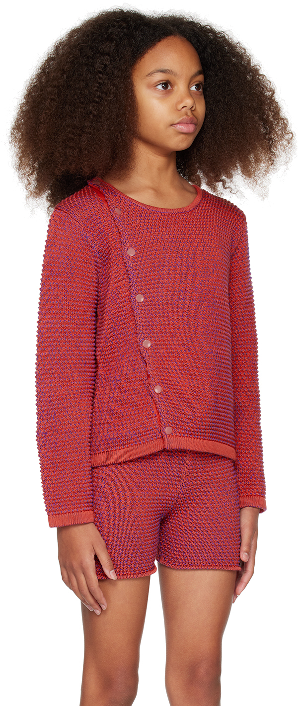 Eckhaus Latta Ssense Exclusive Kids Red Field Snap Cardigan In Red Blue