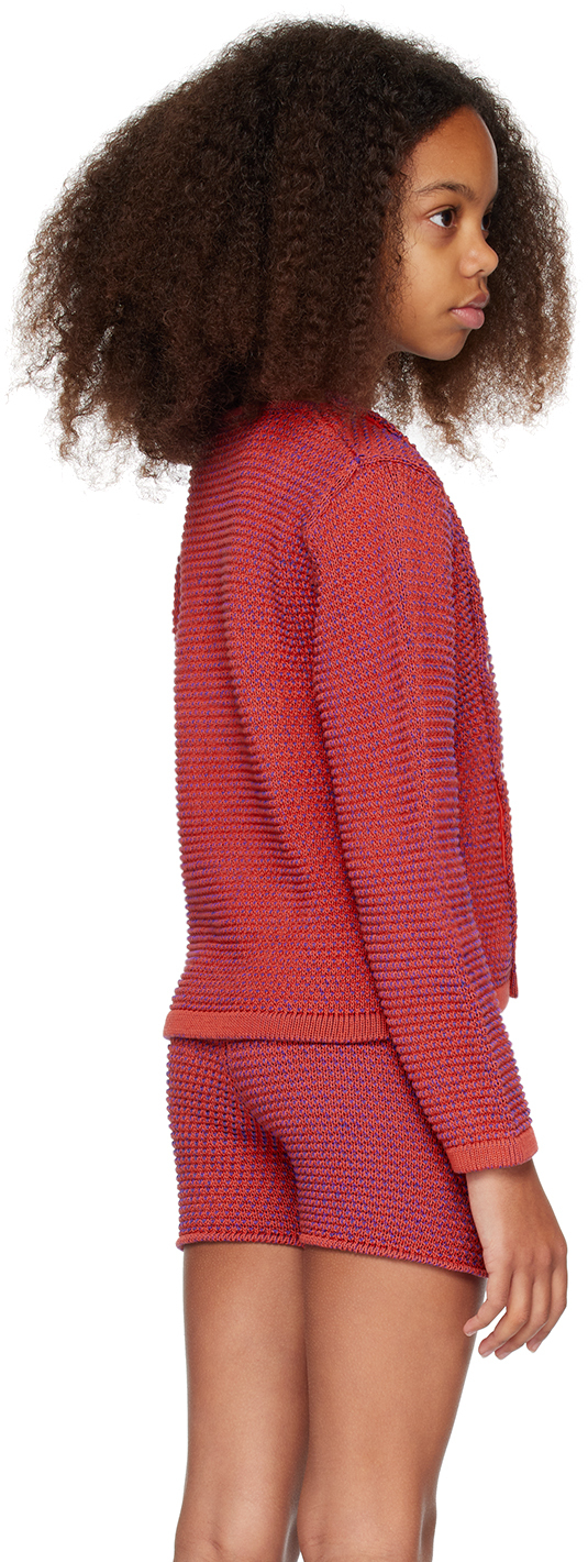 Eckhaus Latta Ssense Exclusive Kids Red Field Snap Cardigan In Red Blue