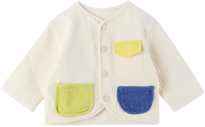 Bobo Choses Baby Off-white Colour Block Jacket In Off White