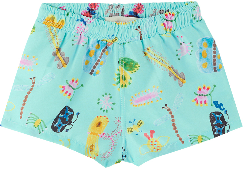 Bobo Choses Baby Blue Funny Insects Swim Shorts In Aqua Blue