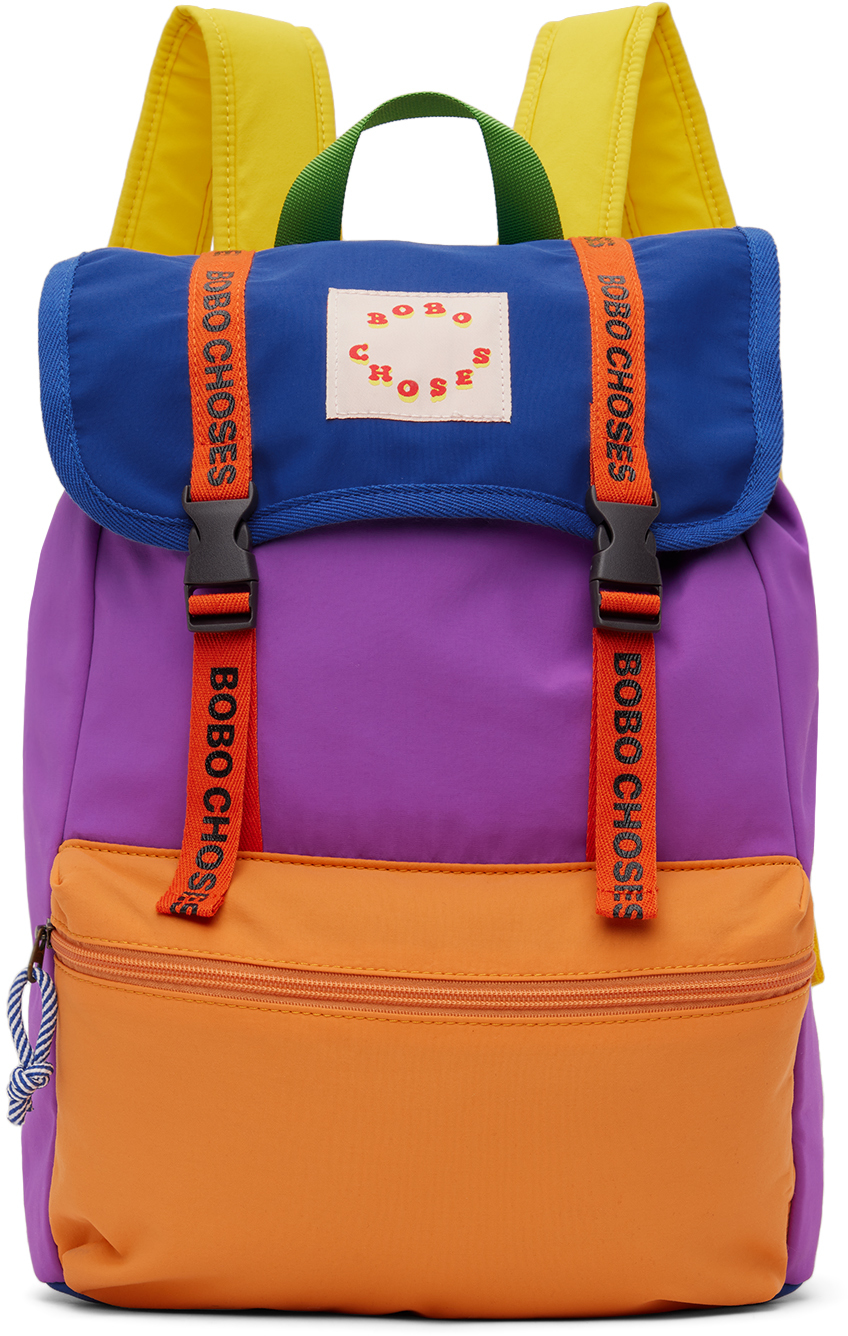 Bobo Choses Kids Multicolor Color Block Backpack In Purple