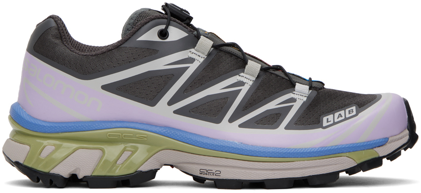 Salomon Gray & Purple Xt-6 Sneakers In Magnet/ashes Of Rose