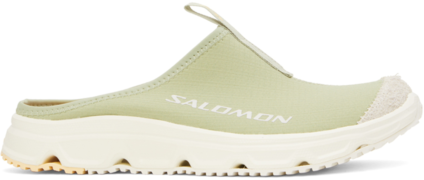 Shop Salomon Green Rx Slide 3.0 Suede Slippers In Tea/alfalfa/golden F