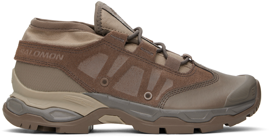 Salomon Jungle Ultra Low Advanced Leather, Suede And Mesh Sneakers In Falcon/vintage Khaki